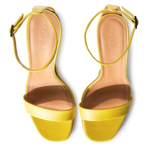 Off-White Virgil Abloh Yellow Jug Wedge Heel Leather Sandals Size EUR 39, US 9 - Picture 4 of 17